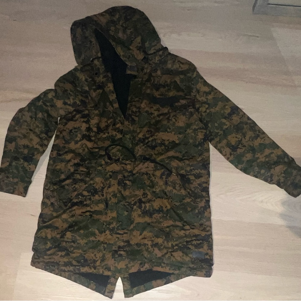 Zara pixelated camo parka